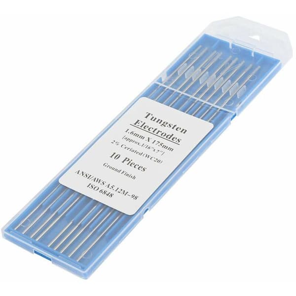 10 stk. WC20 wolframelektroder professionelle rene wolframelektroder til svejsning af rustfrit stål og kulstofstål Størrelse (valgfri) (1,6 mm 175 mm)