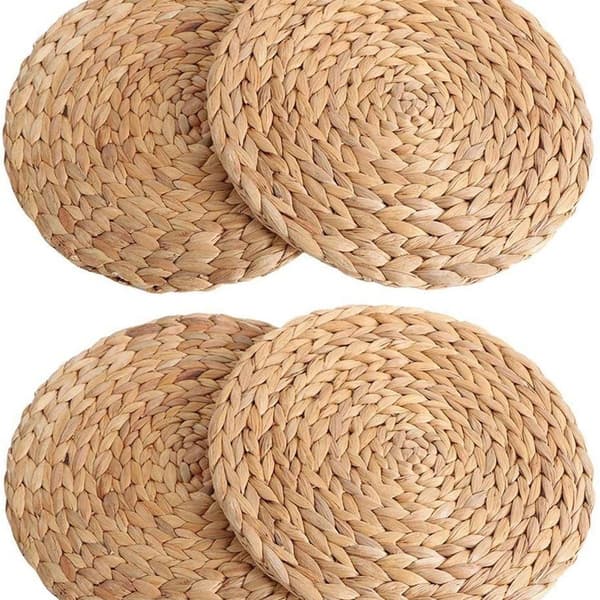 4 pyöreän punotun vesihyasinttipöytätabletin setti, 30 cm (11\")