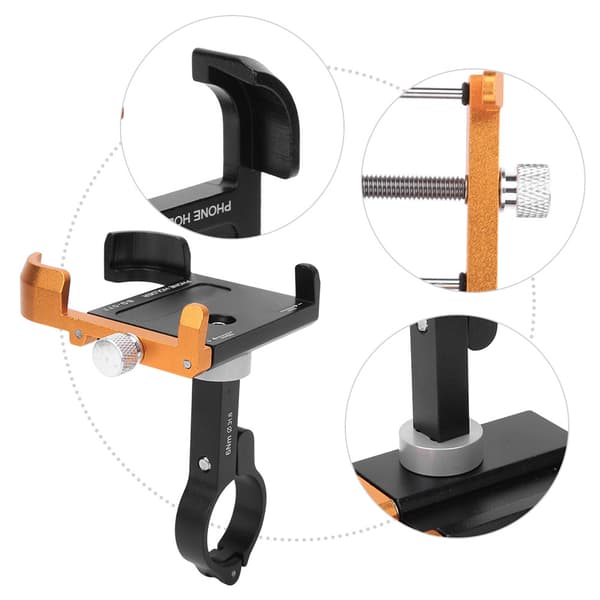 Aluminium Alloy 360 Degree Rotating Bicycle Phone Navigation Fixed Bracket Black Gold