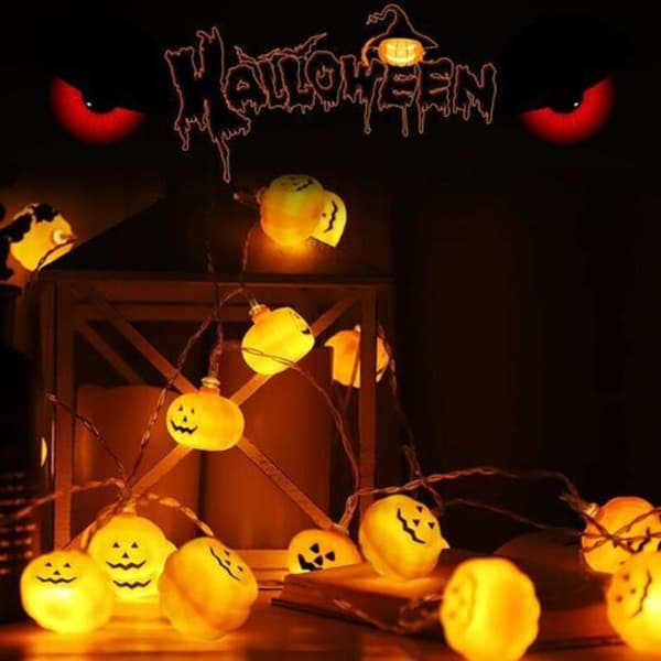 Halloween LED Pumpkin String Lights, 3M 20LED Halloween Decor Pumpkin String Lights, Decoration String Lights, for DIY Halloween Party/Christmas KLB