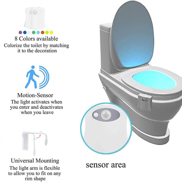 3-pak toilet natlys sensor PIR bevægelsessensor farveskiftende belysning KLB