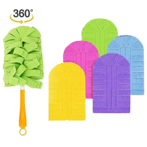 Duster Replacement - For Swiffer Extended Handle, Reusable 360°, 5 Colors with Yellow Handle
