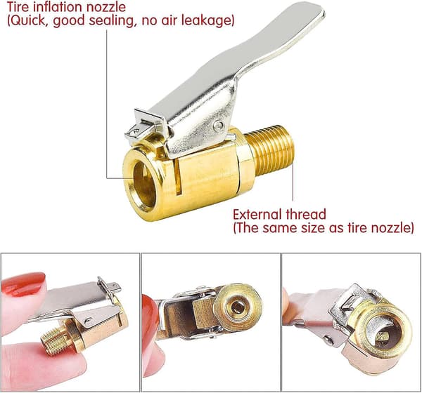 Dækventiladapter til bil - 12 stk. 8 mm messinginflationsspids med luftchuck til luftpumpe