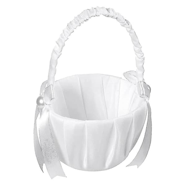 2-pack bröllopsblomkorg i satin med rosett, blomkorg för fest med rosett
