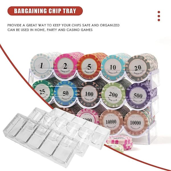 10 stk Professionelle Akryl Pokerchipsbakker 100 Chipsbakke (uden låg)