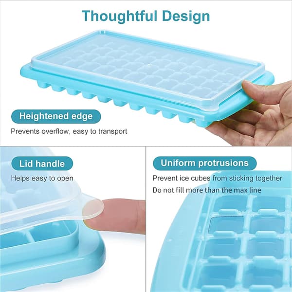 Ice Cube Tray with Lid and Storage Container for Freezer, Easy Release 55 Mini Nugget Ice Cube Tray with Container and Scoop, Flexible