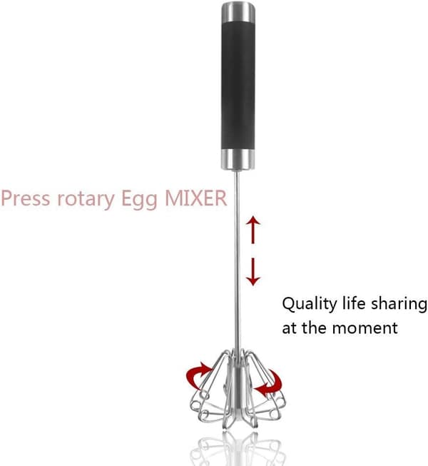 Semi-automatic spinning rotating egg whisk with hand power, stainless steel, kitchen utensil for mixing, whisking (2 pcs)
