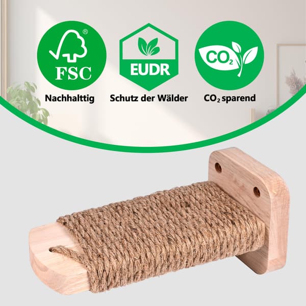 Cat Climbing Wall, with Craft Insert, 2 cm Solid Rubber Wood, for Cat Play and Climbing, Maximum Load 35 kg
