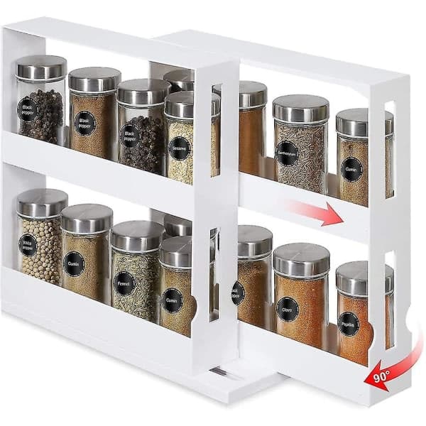 Narrow and extendable spice rack for the kitchen cabinet
