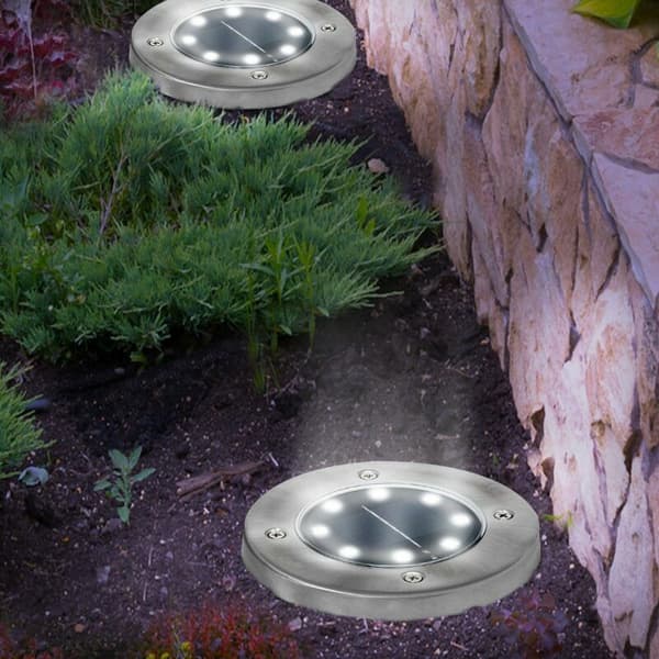 Set med 4 solskivor med LED-trädgårdslampor att plantera, vitt ljus