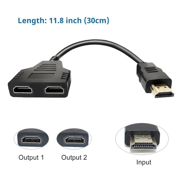 HDMI-splitteradapterkabel - HDMI-splitter 1 in 2 ut HDMI