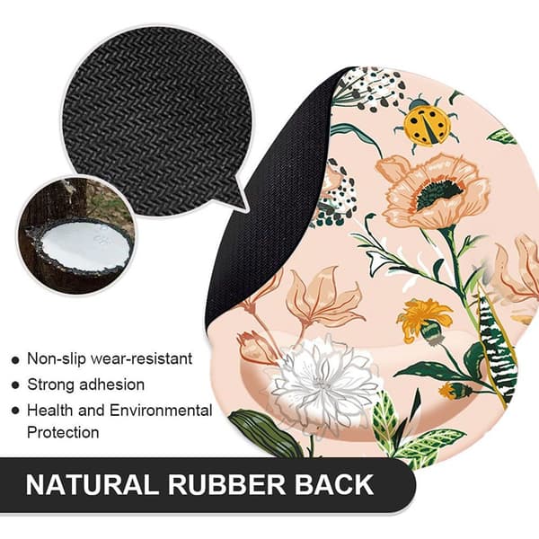Floral Mouse Pad with Wrist Rest, Rubber Bottom, Slow Style2