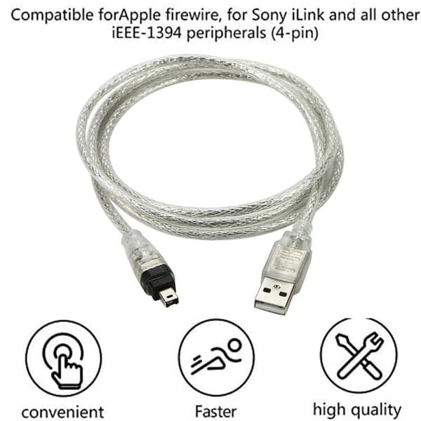 USB-kabel (han til Firewire IEEE1394a han, med 4 ben, til enheder)