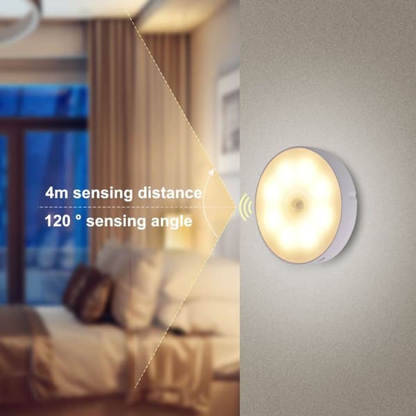 Innendørs Sensor Nattlys Oppladbart Lite LED Garderobelys KLB