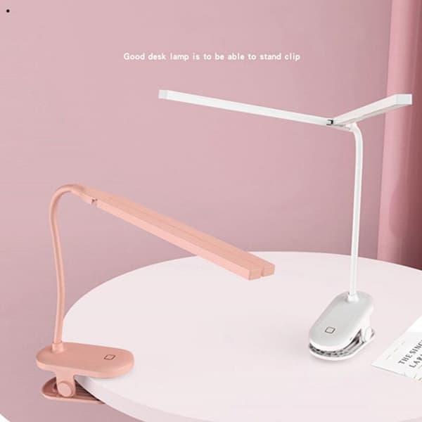 Mini Desk Lamp with Eye Protection, USB Charging, Student Bedroom Dormitory LED Clip Double Lamp Foldable Cap Night Light B