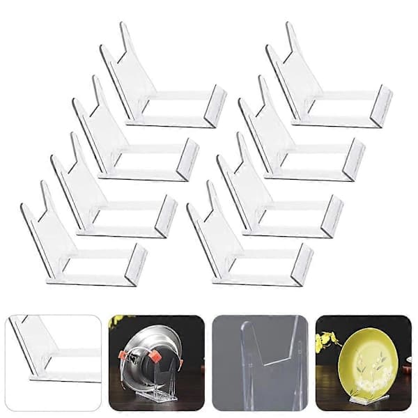 8 stk Multifunksjonelle Displaystativ Plater Oppbevaringsholder Skåler Displaystativ Transparent 10.5X8CM