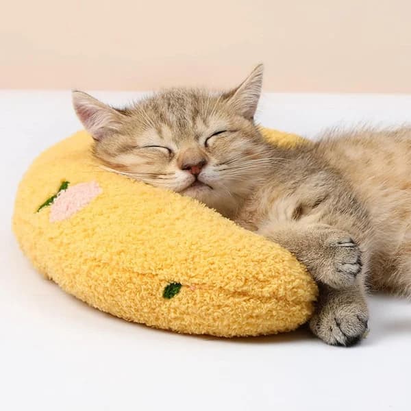 Pet Pillow - Soft Plush Pet Pillow - Cute Patterned Pet Mat - Comfortable Neck Support - Suitable for Cats and Dogs - Yellow