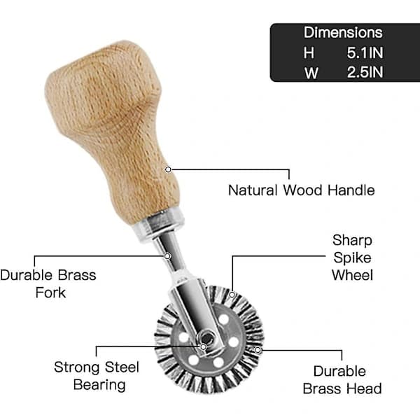 Ravioli Stamp Maker with Rolling Wheel Set, Wooden Handle and Fluted Edge Mold, Pasta Press Kitchen Accessory (3-Piece Cutter Set)