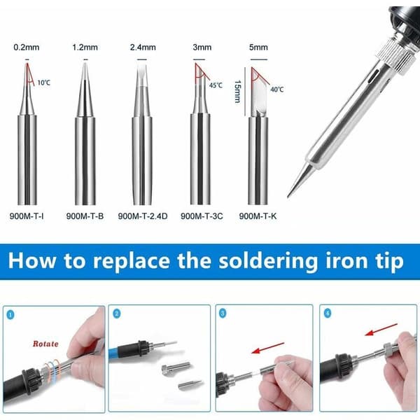 Soldering Iron [Upgraded] Precision Tin Soldering Iron with ON/OFF Switch, Adjustable Temperature 200-450℃, 9 in 1 Kit, 5 Soldering Iron Tips, Solder