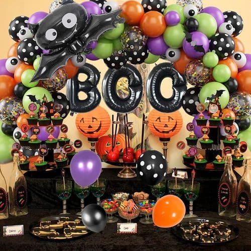 Halloweenballoner, sort orange lilla til Halloween-temafest