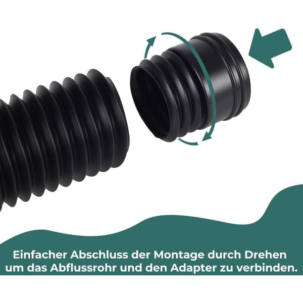 Flexible Gutter Extension - Telescopic Extension 47 to 150 cm - 80/100 mm Adapters - Thick PE Material for Weather Resistance