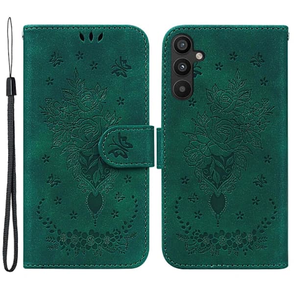 Compatible with Samsung Galaxy A34 5G Embossed Rose Inner Casing Magnetic Closure Wallet Case with Stand
