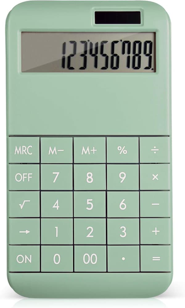 Green, Standard Function Computer Calculator, 12-Digit LCD Large Display