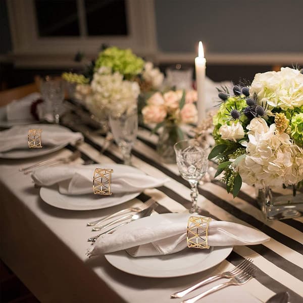 12 Pieces - Gold Napkin Rings, Table Decoration