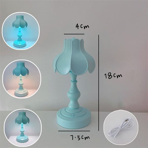 Retro bordlampe med lotusbladsdesign, perfekt til pigeværelser KLB