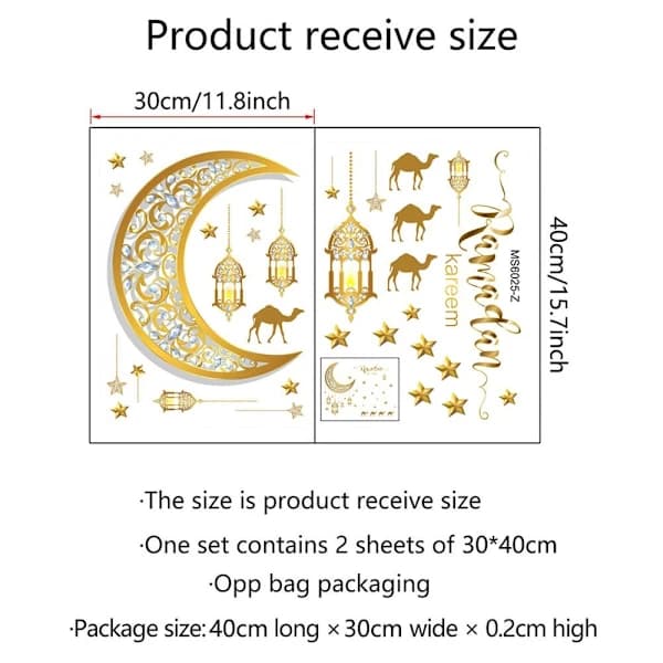 Eid Mubarak Veggdekaler Ramadan Dekorasjon