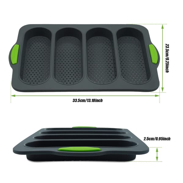 Silikonbrødform for baking, baguettform med 4 hulrom
