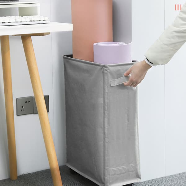 Laundry Basket with Wheels, Laundry Hamper on Wheels Space-Saving Design, Foldable Slim Rolling Clothes Storage Bin with 4 Caster Wheels and Side