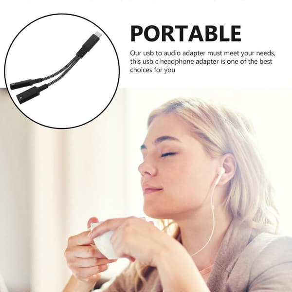 USB C Hodetelefonadapter USB-C til Aux-adapter USB-lydadapter for bærbar PC