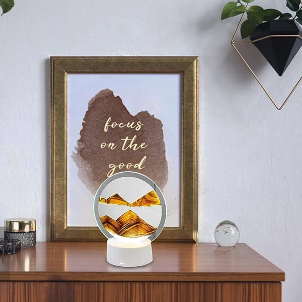 Timeglas 3D Flydende Sandkunst, Sandmalerier til Rotation, Dynamisk, 3D Dybhavsbillede i Bevægelse til Hjem, Kontor og Skrivebordsindretning (Orange)