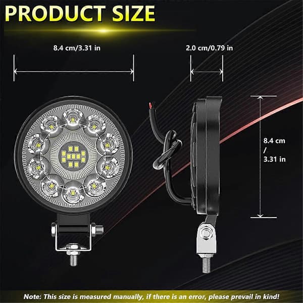 Bil LED Arbeidslampe 3 Tommer Rund LED Flomlys Ekstralys