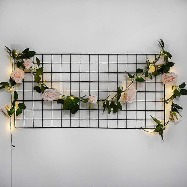 Fargerike Rose String Lights Kunstig Blomsterkrans med LED-lys