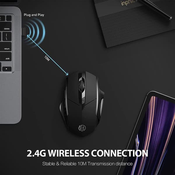 Trådløs ergonomisk 2,4G-mus med USB-mottaker