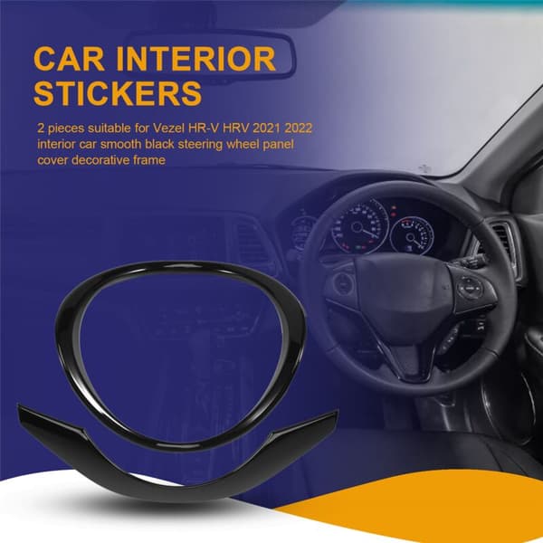 2 stk. sæt til Vezel -V 2021 2022 Bil Interiør Glans Sort Rat Panel Cover Trim Dekoration Ramme