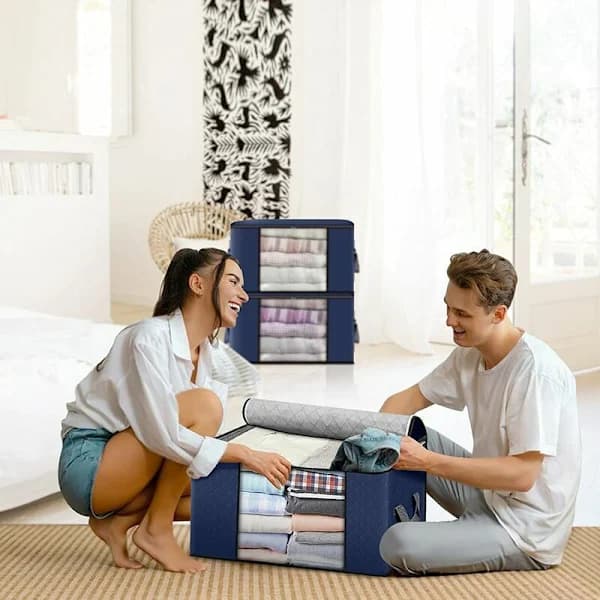 4 Under Bed Storage, Large Storage Organizer for Comforters and Blankets