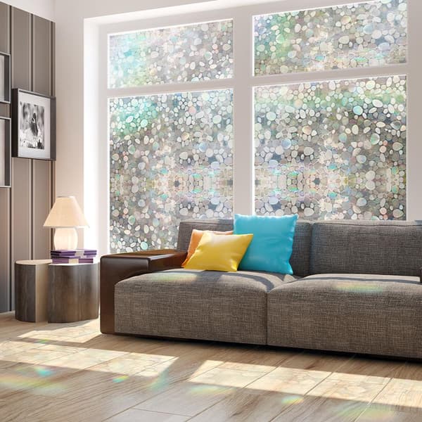 45x300cm Electrostatic Window Film for Bathroom, Guarantees Privacy, Circle Pattern