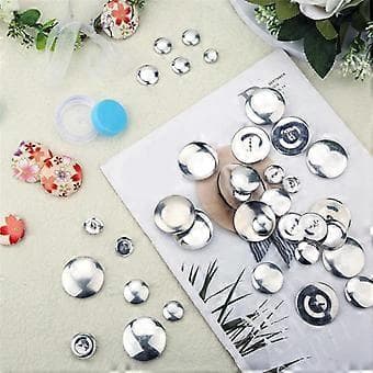 100 Pcs Button Covers, Button Cover Kit with 5 Different Sizes of Buttons and Tools to Make Your Own Button