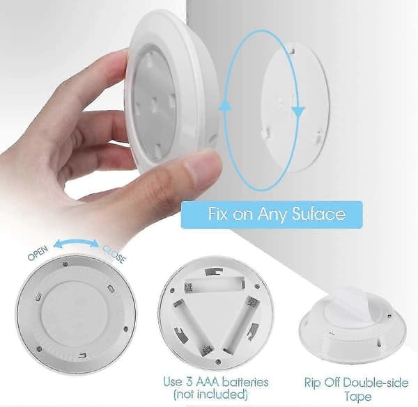 Wireless LED Puck Lights with Remote Control, Battery Operated Lights for Night Light Under Cabinet Lighting, Dimmable Wardrobe Light, Touch Light, Self-Adhesive