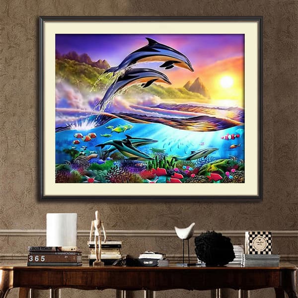30 × 40 Jumping Dolphin Diamond Painting (30 * 40, 1 pc) Dia