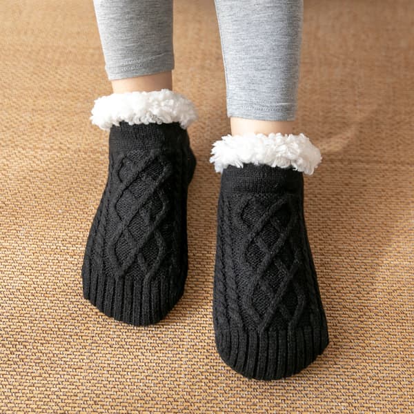 Høst- og vinterstrømper i tykk, myk og varm fleece for hjemmet - Perfekt julegave Sort Sort