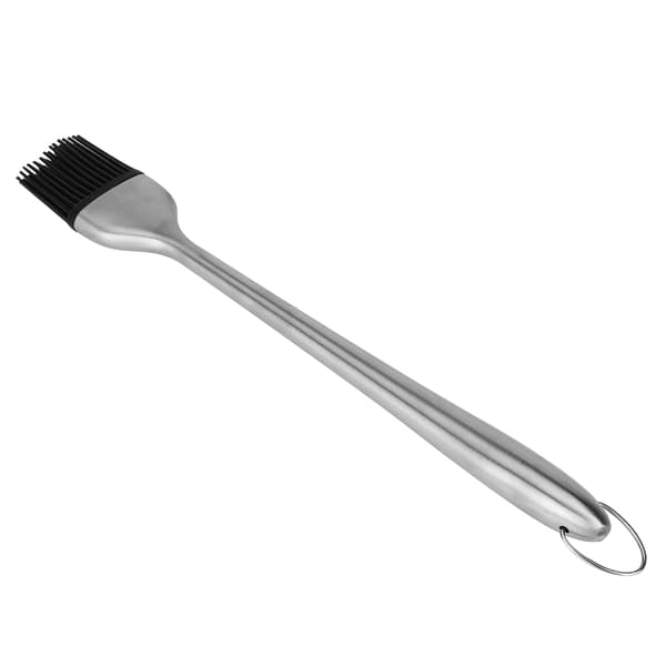 Grillbørste med silikonhode og håndtak i rustfritt stål for olje og marinade (30 cm)