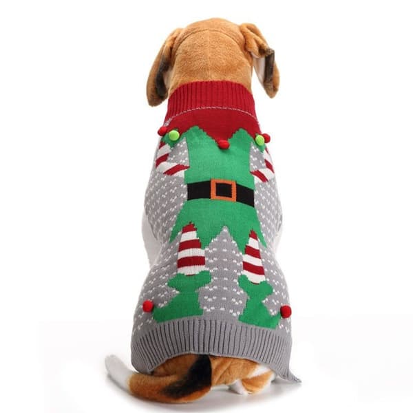 Hundejuledragt, julekæledyr vintertøj, til mellemstore store hunde grå S KLB
