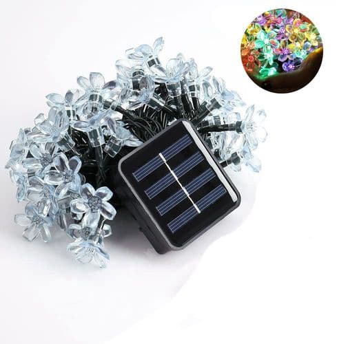 Soldrevne fe-lys til udendørs, blomster, 7m 50 LED-fe-lys sol udendørs