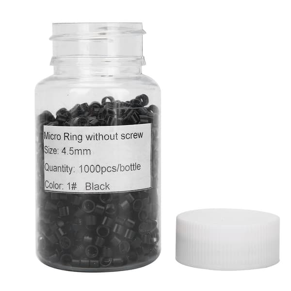 1000 pcs Aluminum Micro Links Rings Beads Screw Micro Rings Hair Extension Tool Black