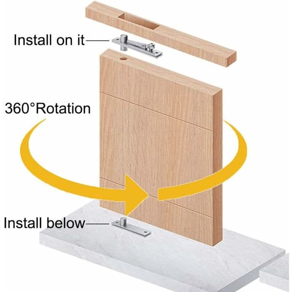 Rotating Hinge, Door Pivot Hinge, Concealed Pivot Door Hinge, Up and Down Pivot Door Hinge, Stainless Steel for Cabinets, Wardrobes (Silver)