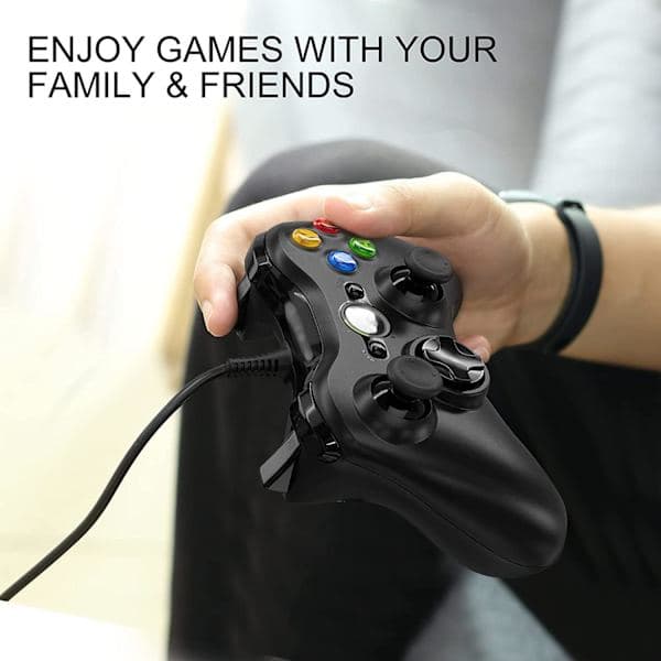 Xbox 360-controller – USB-tilsluttet, forbedret dobbeltvibration, ergonomisk til Xbox 360/Slim & PC